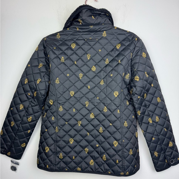 Lauren Ralph Lauren Sherpa Collar Black Diamond Quilted Jacket Size Pet Medium - Picture 4 of 11